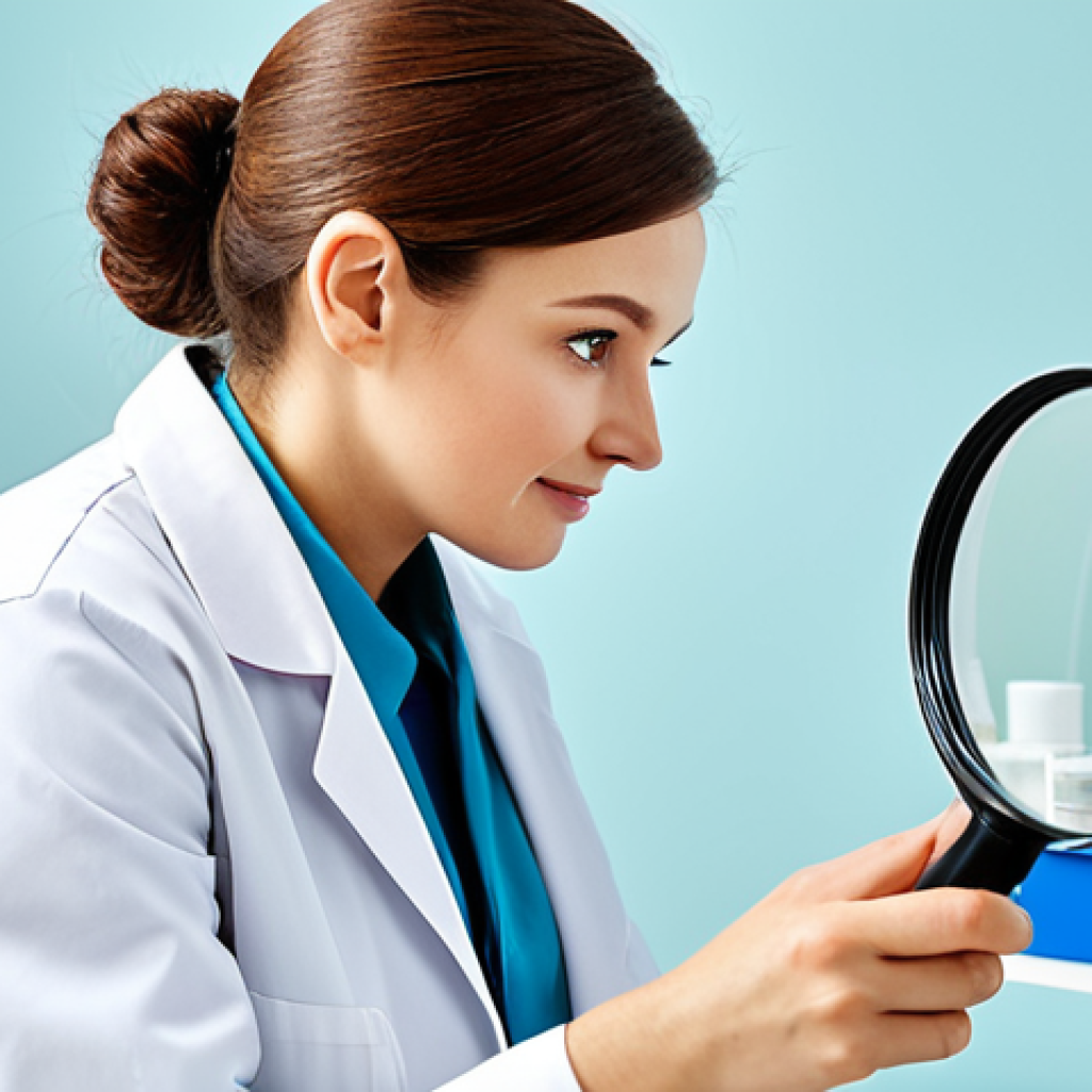 **

"A professional skincare specialist, fully clothed in a modest lab coat, examining a client's skin with a magnifying glass in a bright, clean clinic. Appropriate attire, safe for work, perfect anatomy, natural proportions, family-friendly. Focus on demonstrating expertise and care. High quality, professional lighting."

**