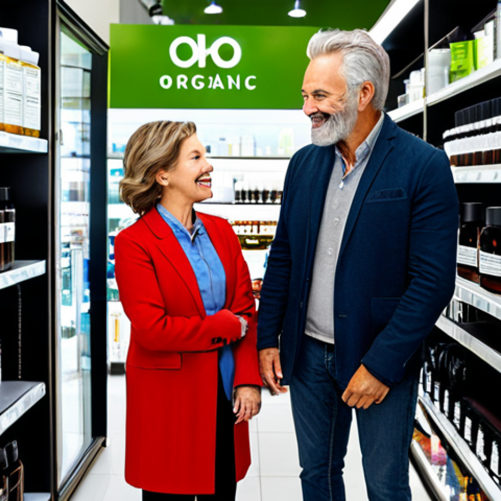 **

"A diverse group of fully clothed individuals of varying ages, including men and women, are examining and discussing skincare products in a bright, modern store. The shelves are stocked with products labeled 'Organic' and 'Cosmeceuticals.'  Everyone is smiling and engaged.  Appropriate attire, safe for work, perfect anatomy, correct proportions, natural poses, professional setting, high resolution, family-friendly."

**