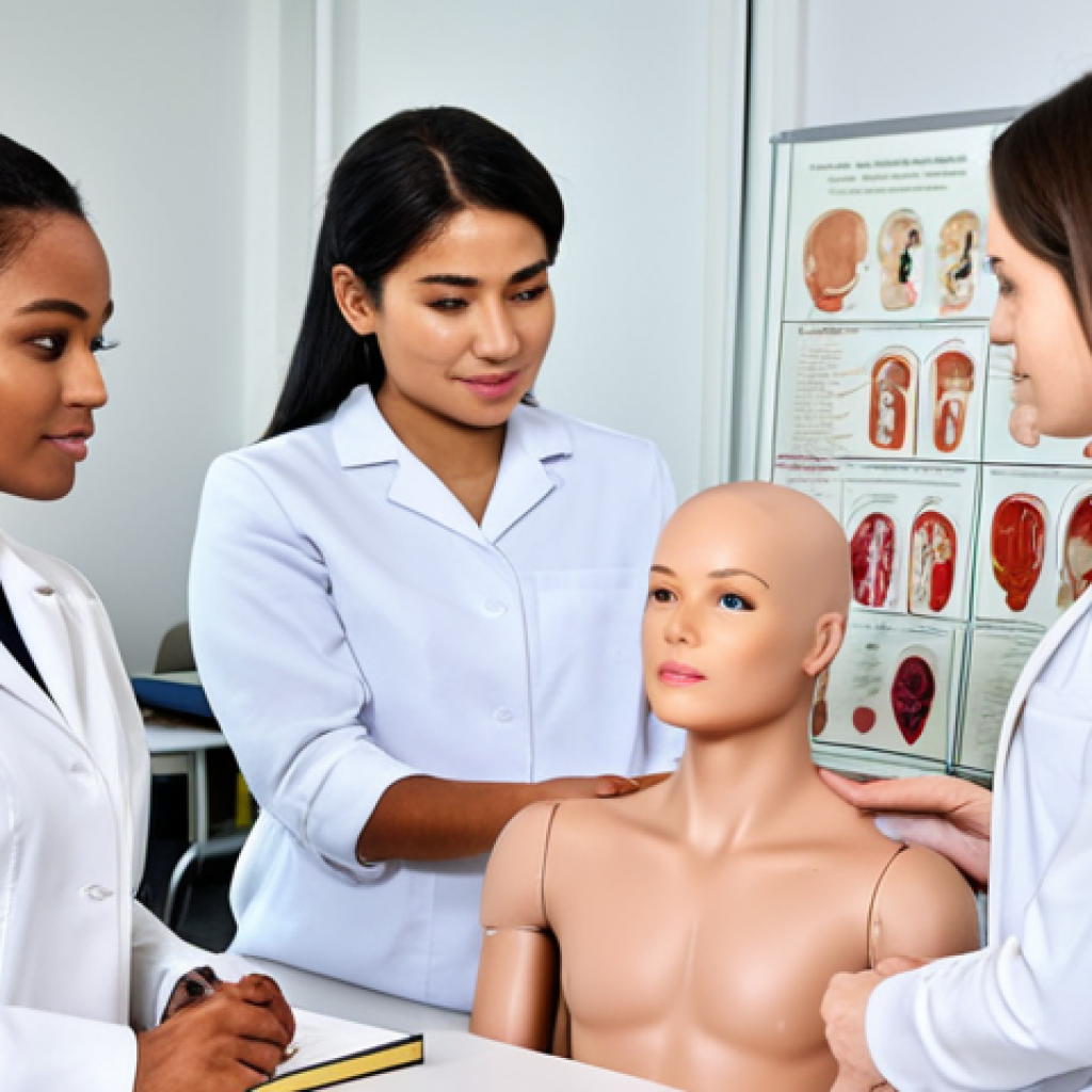 Learning and Training**

*   **Prompt:** A bright, modern classroom scene with a diverse group of students learning about skincare. The instructor is demonstrating product application on a mannequin. Books and charts about skin anatomy are visible. Everyone is fully clothed in professional attire. Safe for work, appropriate content, professional, perfect anatomy, natural proportions, high quality.

**